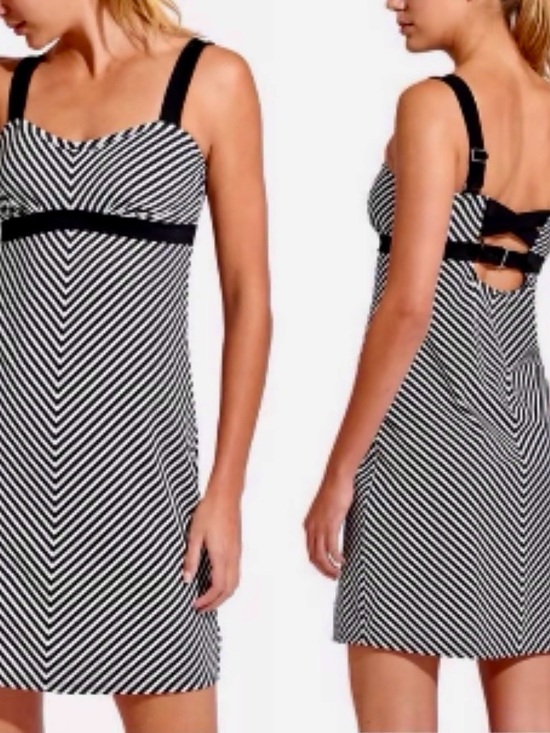 Athleta Other - NWT Athleta Stripe Pura Swim Dress Black White Chevron